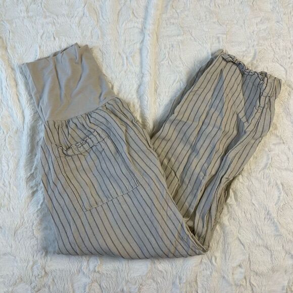 Hei Hei Anthropologie Eventide Linen Blend Cropped Stripe Pant - Women’s XS - Picture 2 of 8